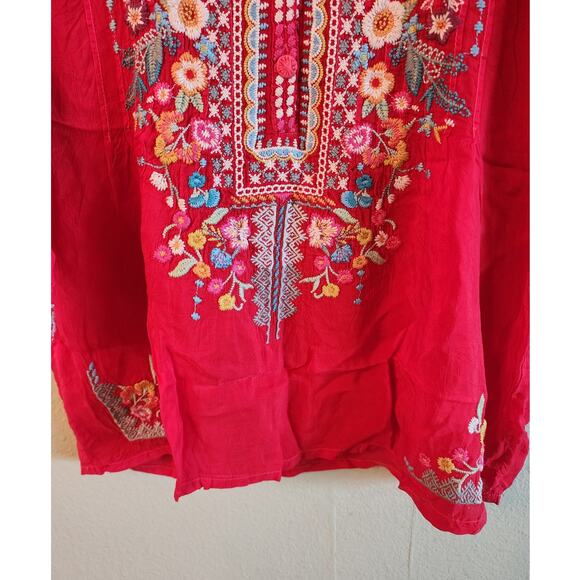 NWT Johnny Was Bethanie Tunic Red Embroidered SZ Small Boho - Picture 4 of 7